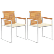 Sedie da Giardino 2 pz con Cuscini in Legno di Teak e Acciaio cod mxl 7953