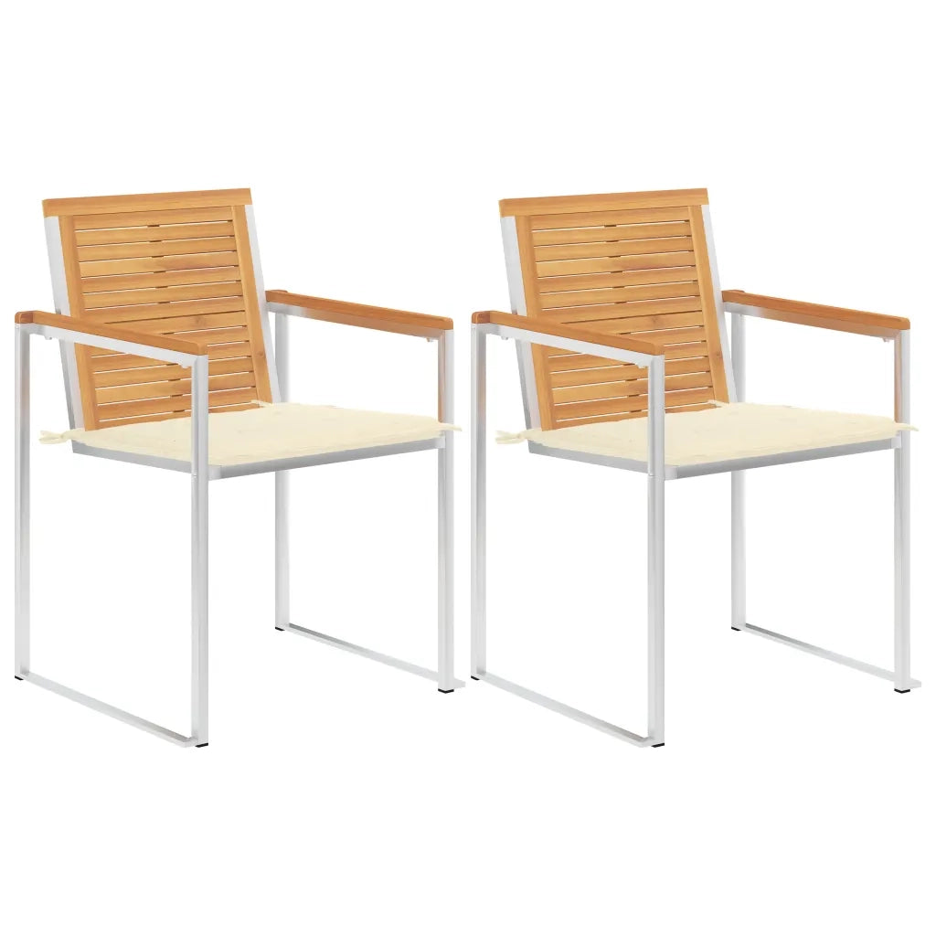 Sedie da Giardino 2 pz con Cuscini in Legno di Teak e Acciaio cod mxl 7953
