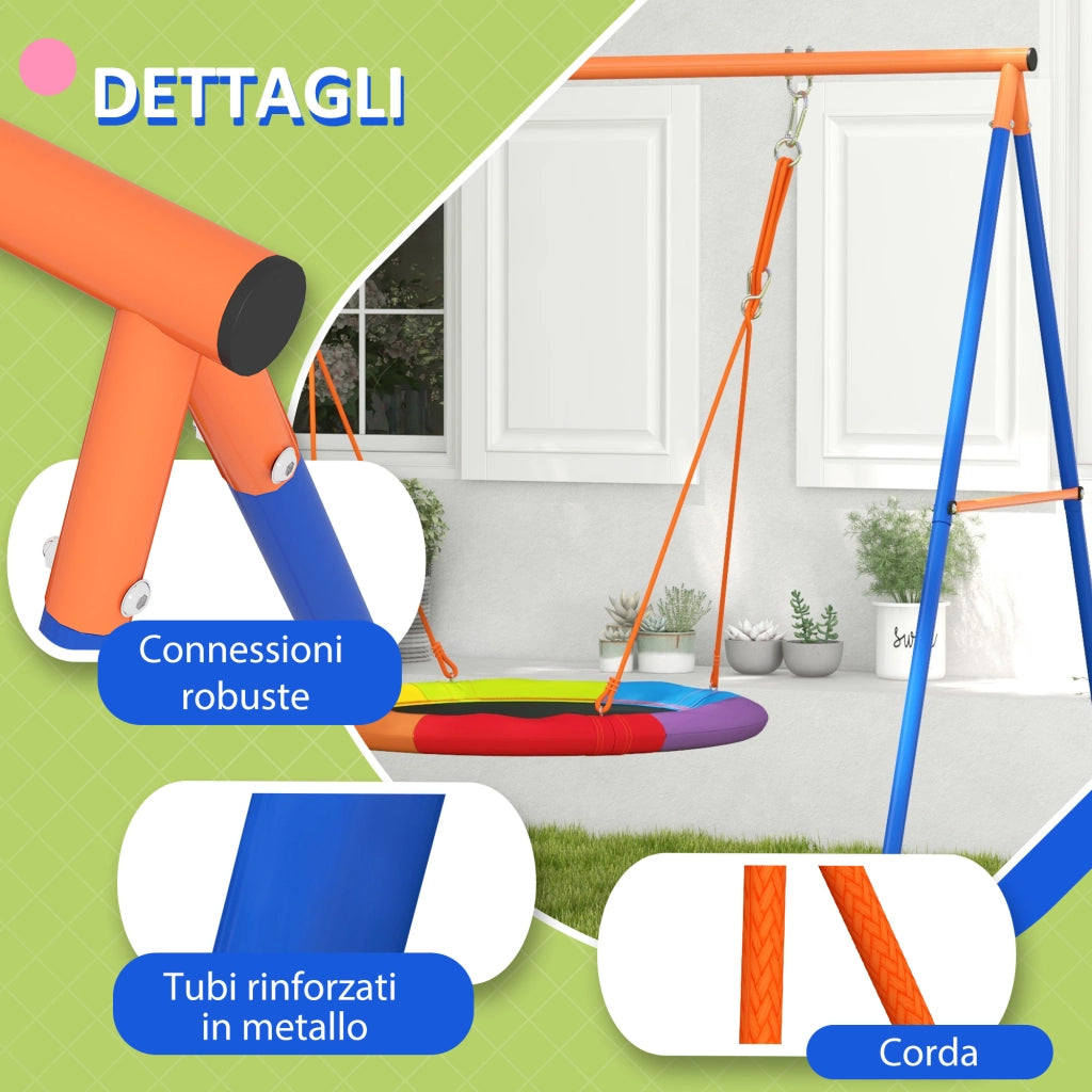 Altalena Nido Bambini Giardino ¨C zephmum ¨C Metallo Multicolore 196x172x180cm