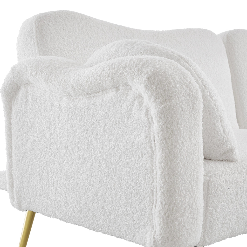 OKWISH Divano Letto 2 Posti, Schienali Regolabili in 3 Posizioni con 2 Cuscini, Tessuto Effetto Lana e Schiuma, Bianco