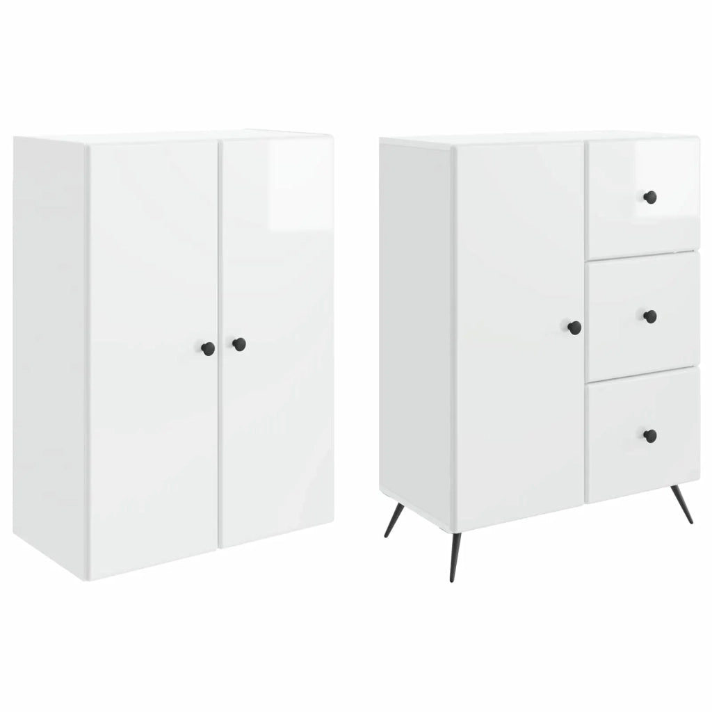 Set di armadi 2 pcs Bianco Lucido Legno ingegnerizzato