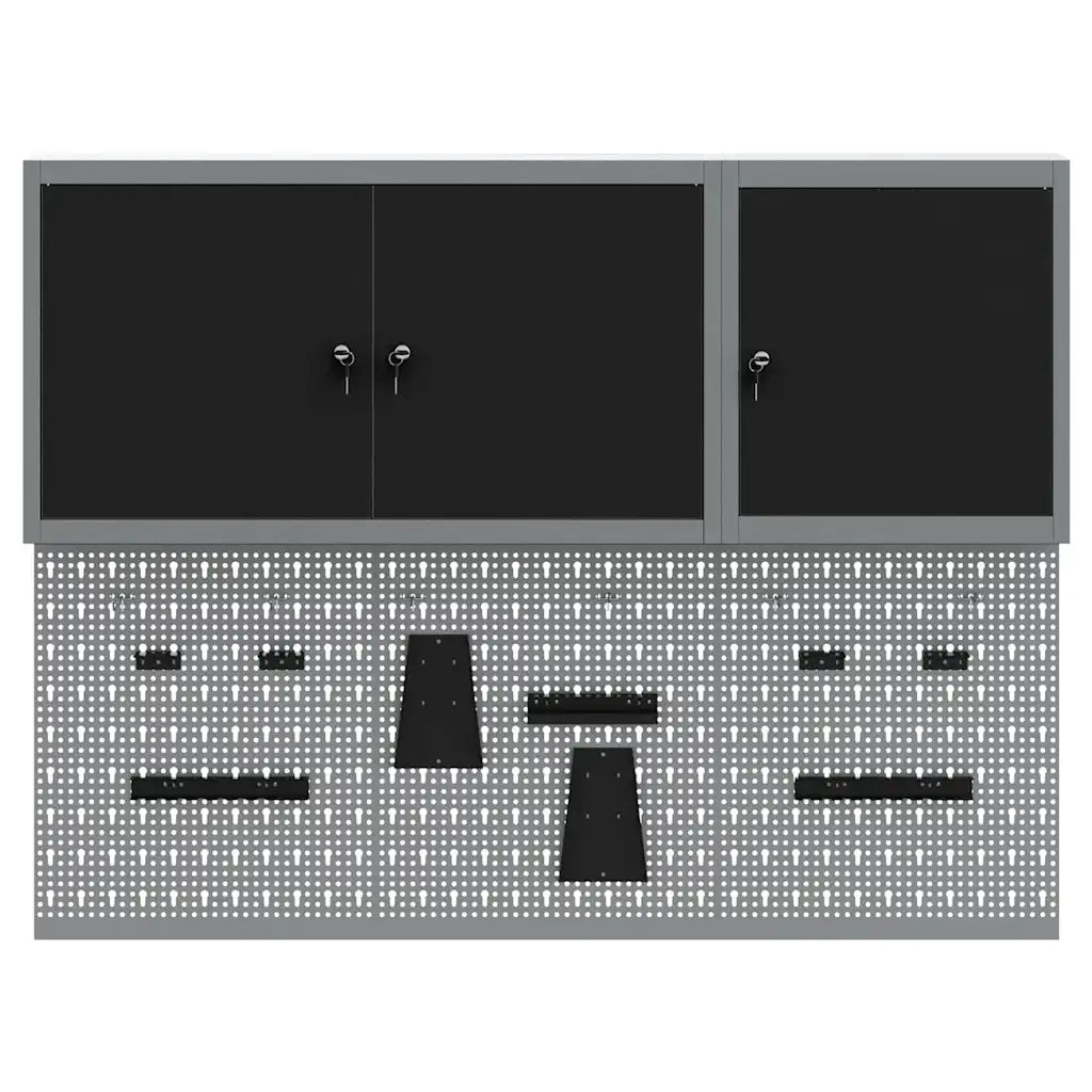Set di armadi per attrezzi con lo scaffale 5 pcs Nero 3321400