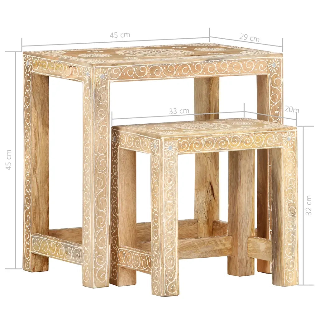Set Tavolini da Salotto 2 pz in Legno Massello di Mango 285881