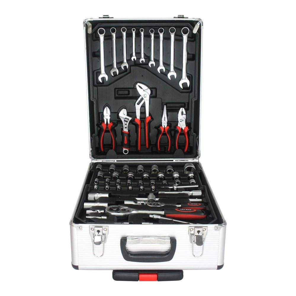 Set di Utensili 899 Pezzi con Cassetta Portautensili a 4 Cassetti ¨C MINIMAL ¨C Argento