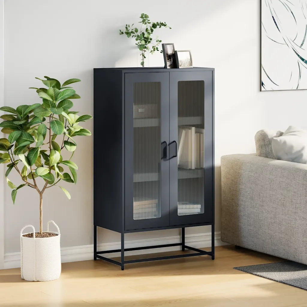 Credenza | Madia | Buffet da pranzo | Armadio da pranzo Antracite 68x39x123 cm Acciaio