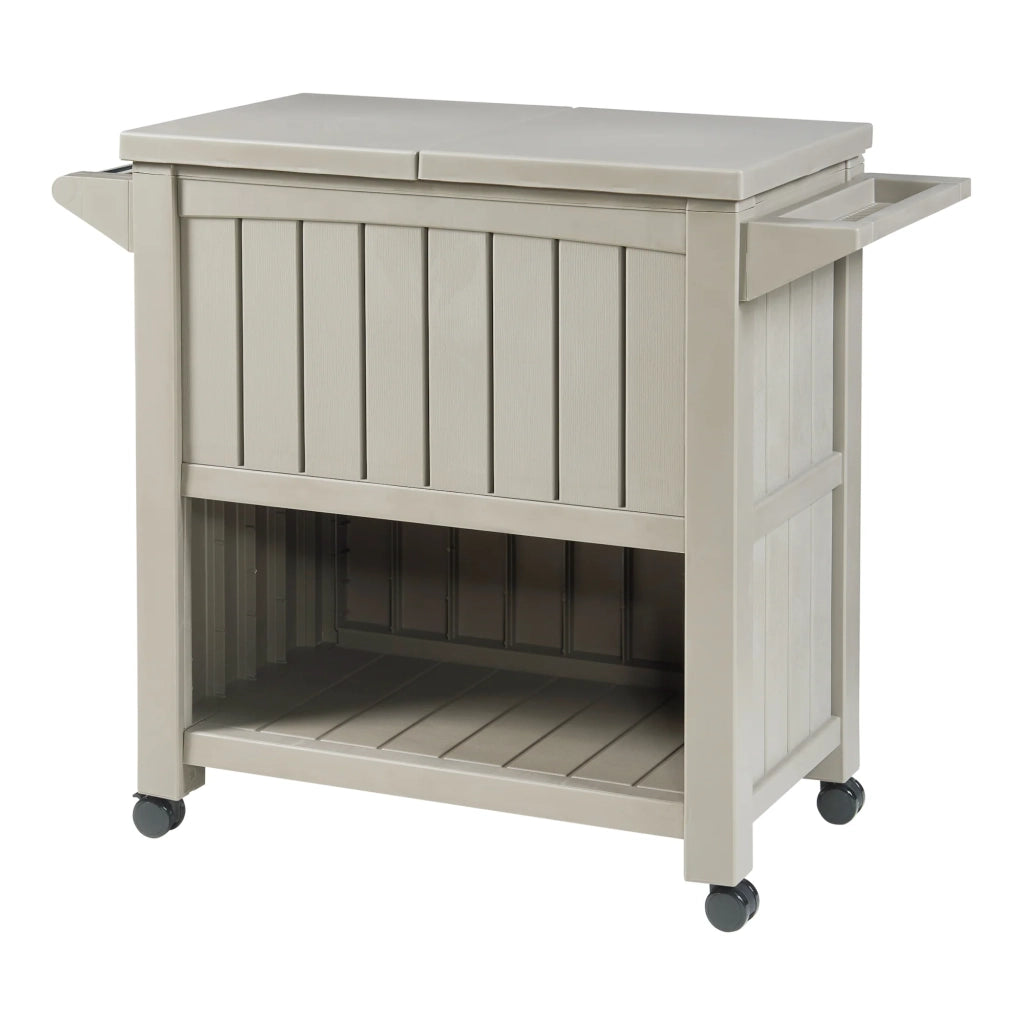 Carrello di servizio mobiletto portaoggetti per cucina/soggiorno con refrigeratore 102 x 47 x 87 cm effetto legno beige 03_0009220