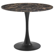 Tavolo da Pranzo Tondo 90 cm effetto marmo nero Base in Metallo nero tavolo da cucina rotondo industriale da 90 cm