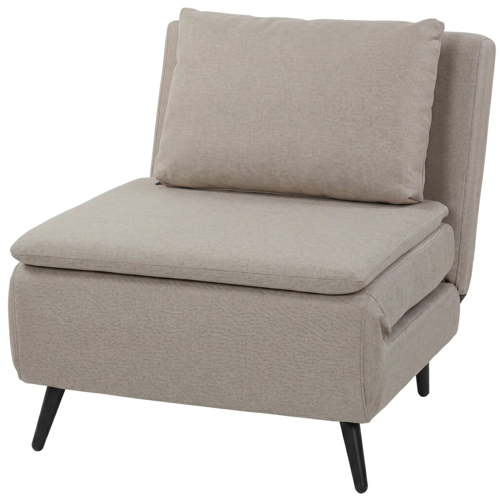 Poltrona Letto Convertibile 1 Posto ¨C Xylo ¨C Schienale Regolabile con Cuscino, Tessuto Marrone Chiaro