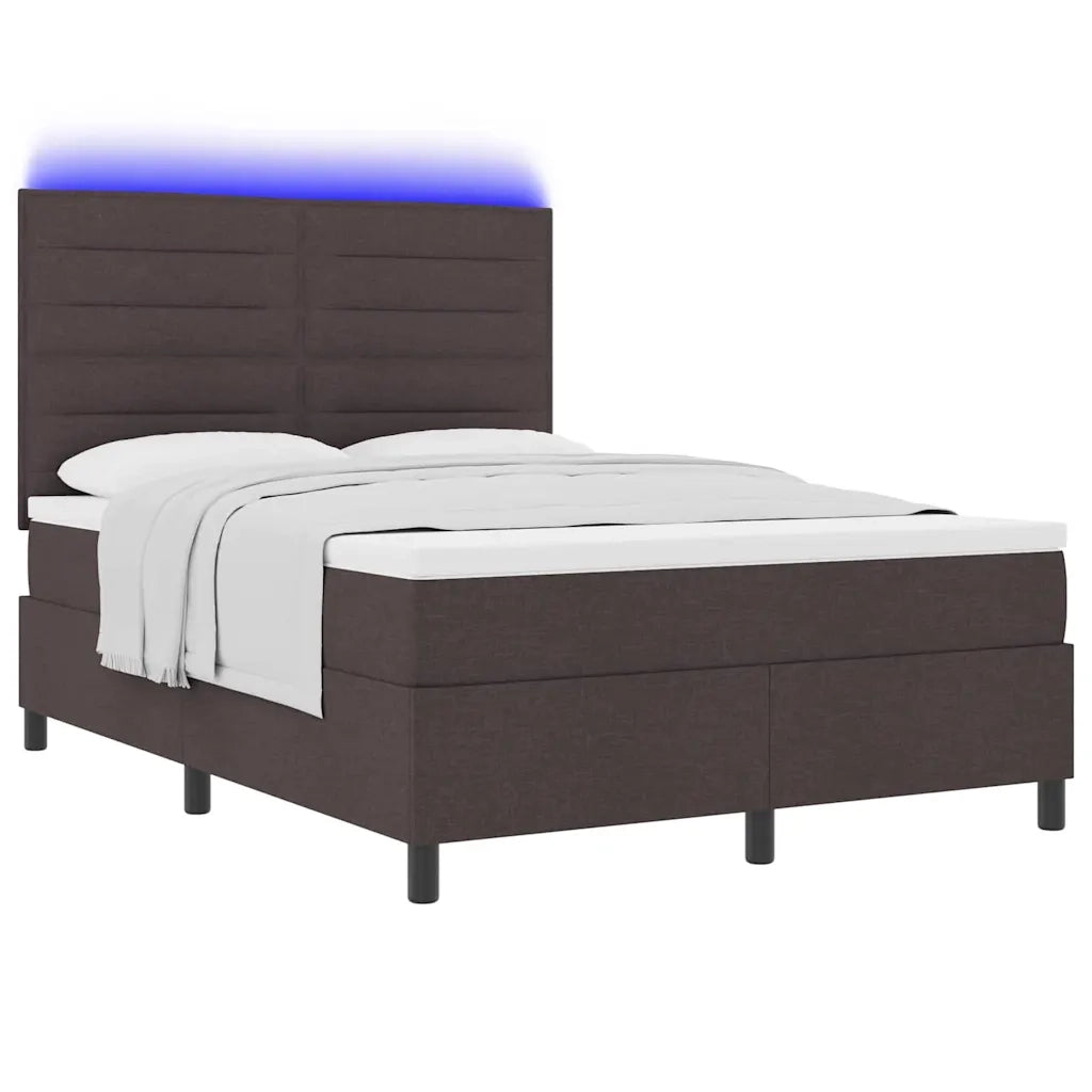 Letto a molle con materasso Marrone scuro 140 x 190 cm Tessuto 3342791