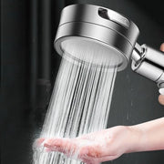 Douchekop con filtro e 3 tipi di getto d'acqua (Pioggia, Pioggia Intensa, Pioggia Soffice) - manigliona da doccia Ø 80 mm con funzione di risparmio d'acqua e anticalcare in finitura cromata.
