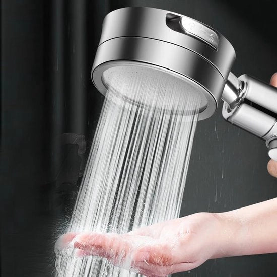 Douchekop con filtro e 3 tipi di getto d'acqua (Pioggia, Pioggia Intensa, Pioggia Soffice) - manigliona da doccia Ø 80 mm con funzione di risparmio d'acqua e anticalcare in finitura cromata.