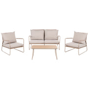 Set da Giardino Lounge Beige 4 Posti con Divano Poltrone e Tavolino con Struttura in Metallo