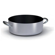 Ballarini 2016.24 Linea 2000 Casseruola Bassa Antiaderente 24 cm 2 Manici in Acciaio Inox Lavabile in Lavastoviglie colore Alluminio Satinato