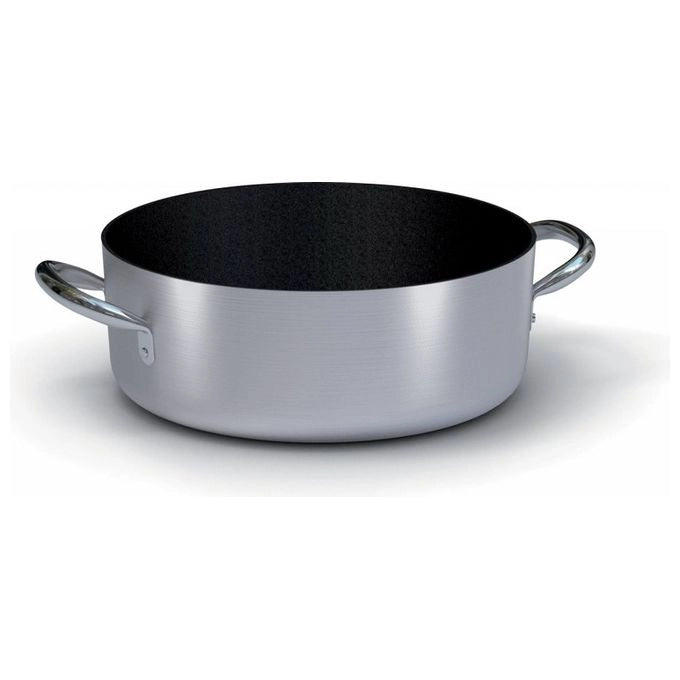 Ballarini 2016.24 Linea 2000 Casseruola Bassa Antiaderente 24 cm 2 Manici in Acciaio Inox Lavabile in Lavastoviglie colore Alluminio Satinato