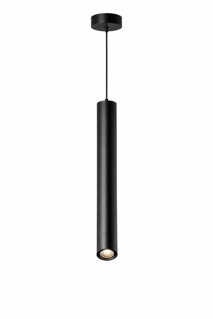 Lampada a Sospensione LED Cilindrica 3W 300lm CCT Switch Luce calda, fredda, naturale, Lampadario Tubo Nero in Alluminio con Fascio 30°, Lampada Spot per Isola Cucina Tavolo Bancone