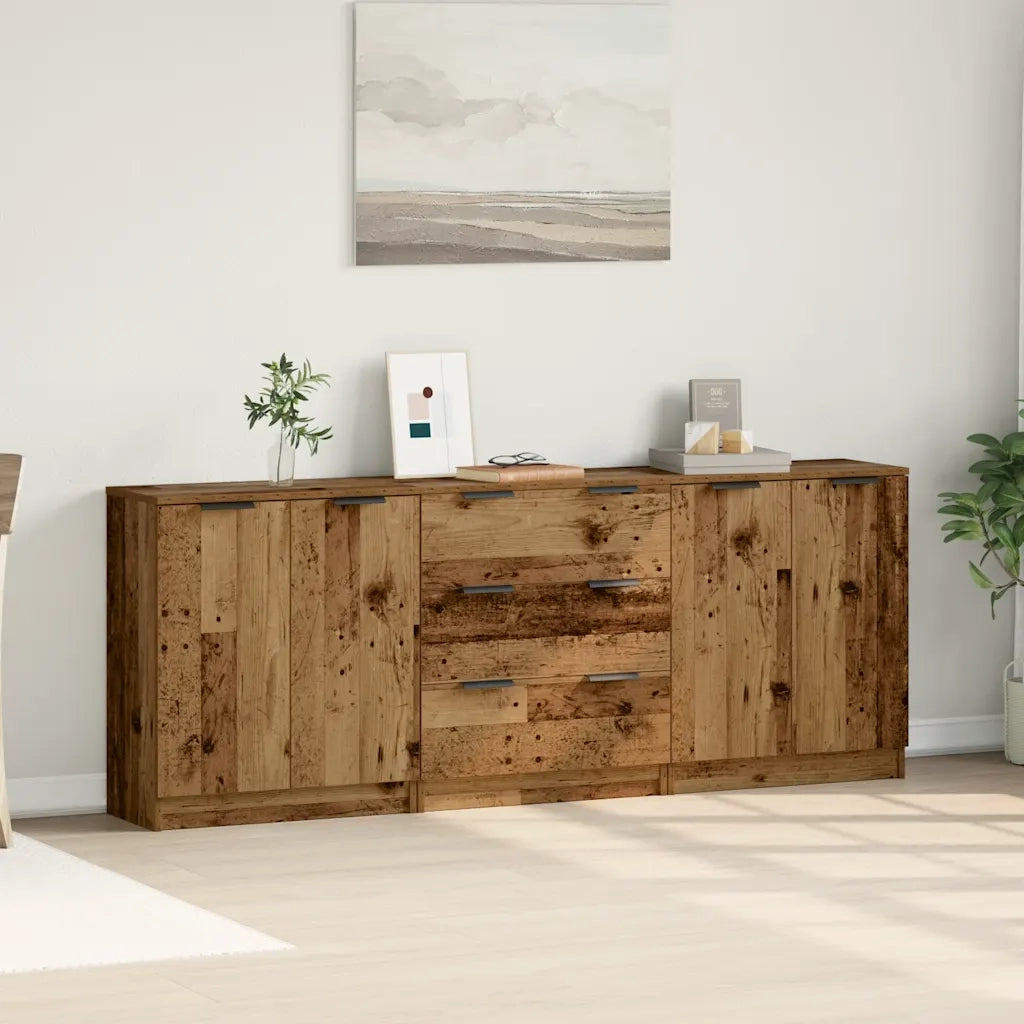 Credenze 3 pz Legno Antico 60x30x70 cm in Legno Multistrato 3329225