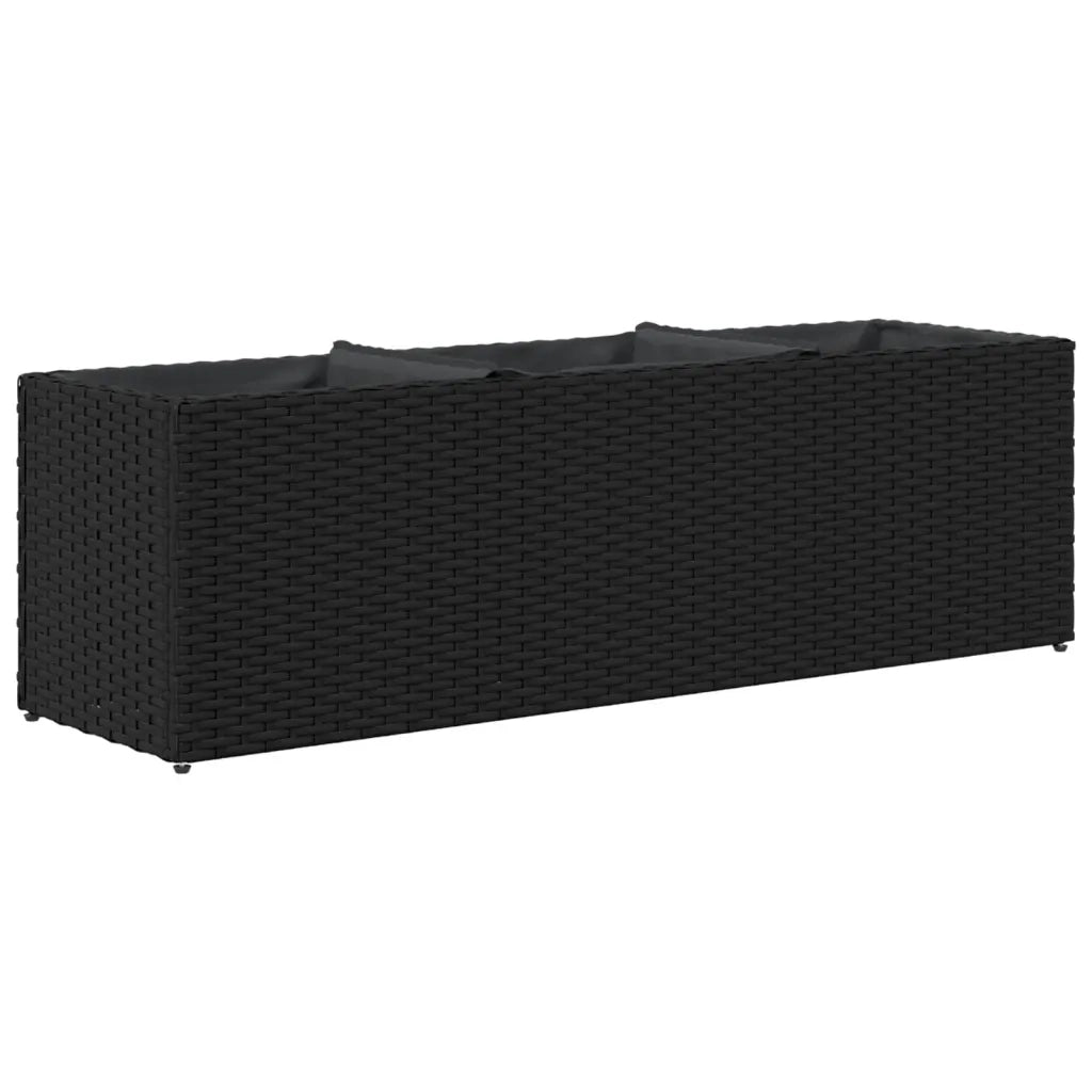 vidaXL Fioriera da Giardino con 3 Vasi Nera 105x30x32 cm in Polyrattan