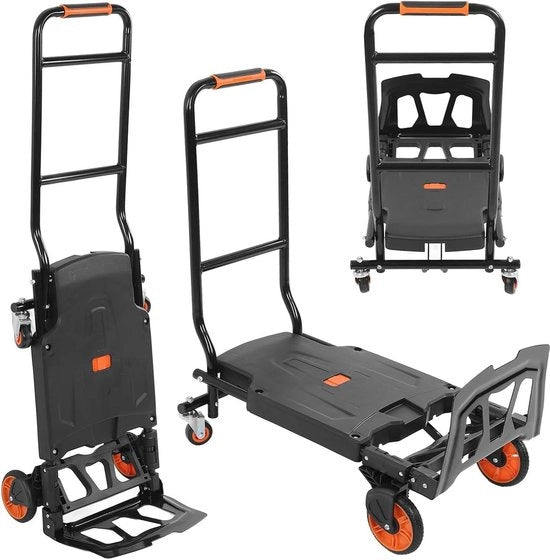 Carrello Portatile 2 in 1 con Capacità 350LB, Opovolto, con Ruote, Piccolo Pianale, Dolly Bagaglio Trasportabile.