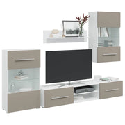 Mobile TV 5 pz con Illuminazione a LED Grigio Pietra Truciolato 3324233