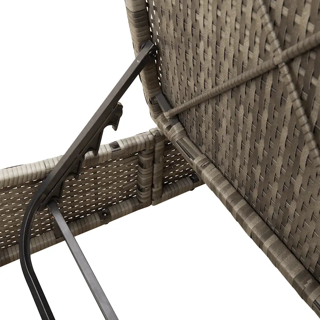Lettino Prendisole Doppio con Cuscini Grigio in Polyrattan 368097