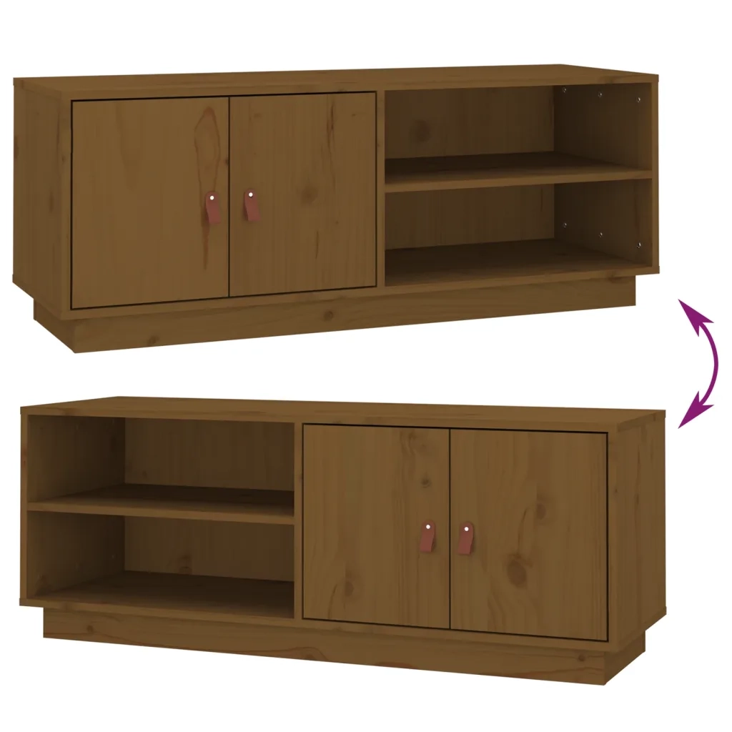 Mobile Porta TV ambra 105x34x40 cm in Legno Massello di Pino 818223