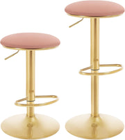 Sgabelli da Cucina Set di 2 Girevoli a 360°, Sgabelli Bar Regolabili in Altezza da 60 a 80,5 cm, con Seduta in Velluto per Sala da Pranzo, Soggiorno, Bar, Rosa, BH302rs-2
