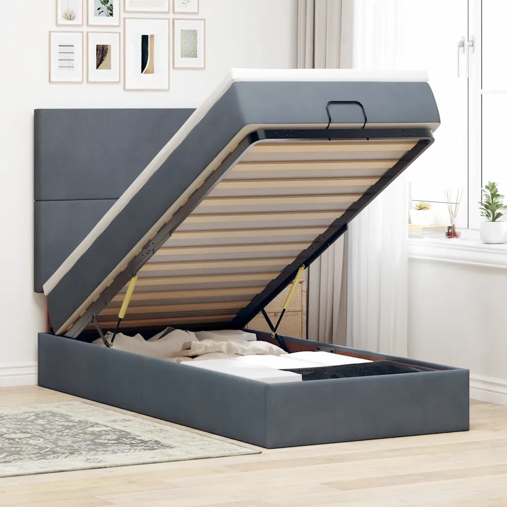Struttura Letto Pouf con Materassi 90x200 cm in Velluto 3313374