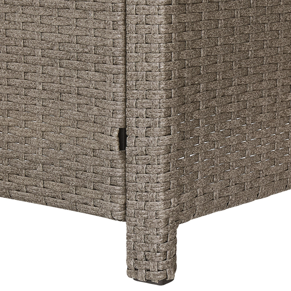 Set Divani Da Giardino Grigio Rattan Sintetico Cuscini Taupe Divano 5 Posti Tavolo Rettangolare 2 Poltrone 2 Pouf Set Da Pranzo All'aperto