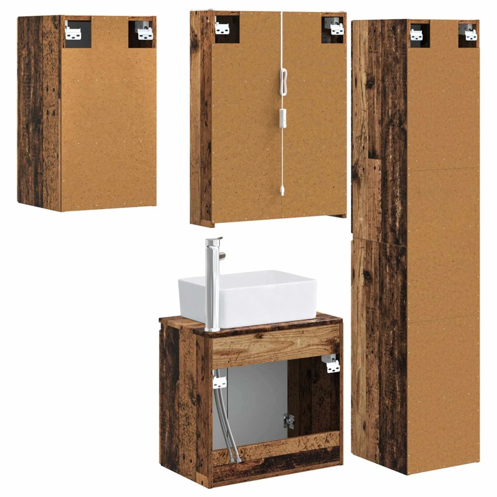 Set di Armadi da Bagno 5 pcs Legno antico 53 x 15,5 x 70 cm 3407333
