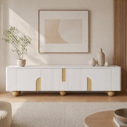 Mobile TV 180 cm con 4 ante in MDF e truciolare, bianco e color legno