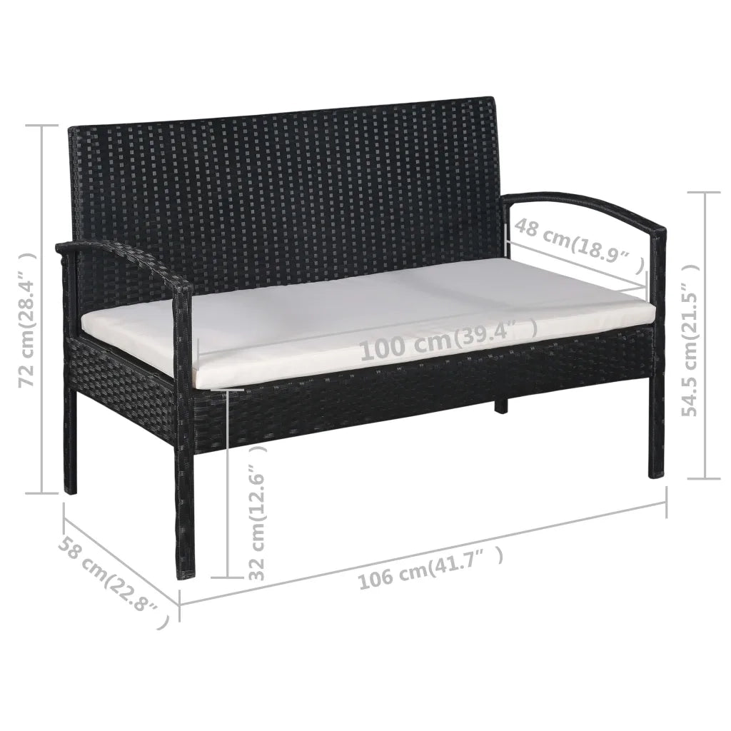 Set Divani da Giardino 5 pz con Cuscini in Polyrattan Nero cod mxl 34571