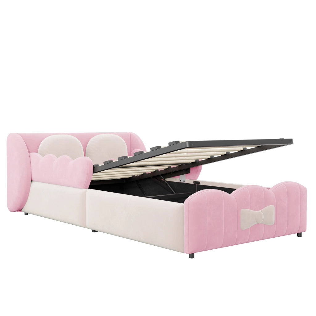 letto per bambini velluto rosa 90 x 200 cm