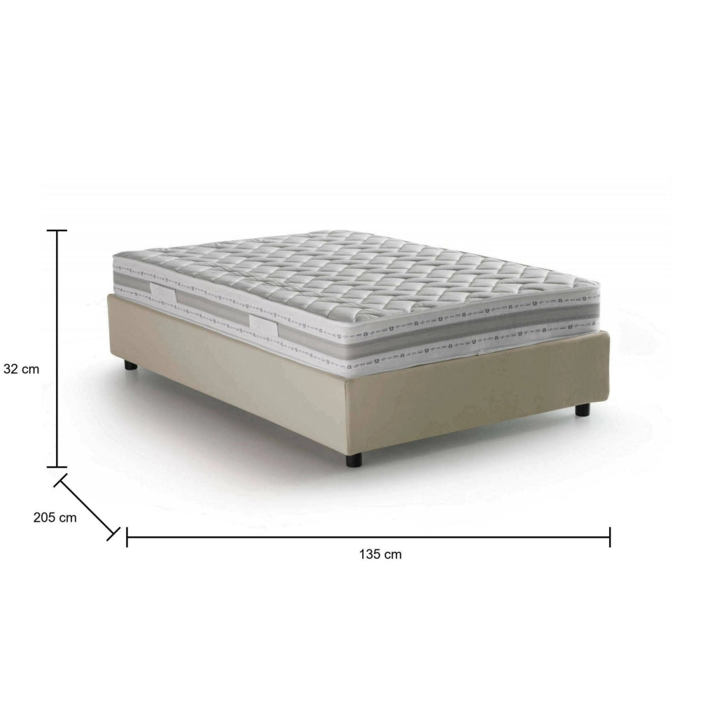 Aftis, Letto Piazza e Mezza Materasso Incluso Made in Italy, Beige