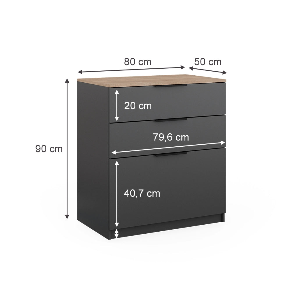Vicco Cassettiera per camera da letto Antracite 50 x 90 cm