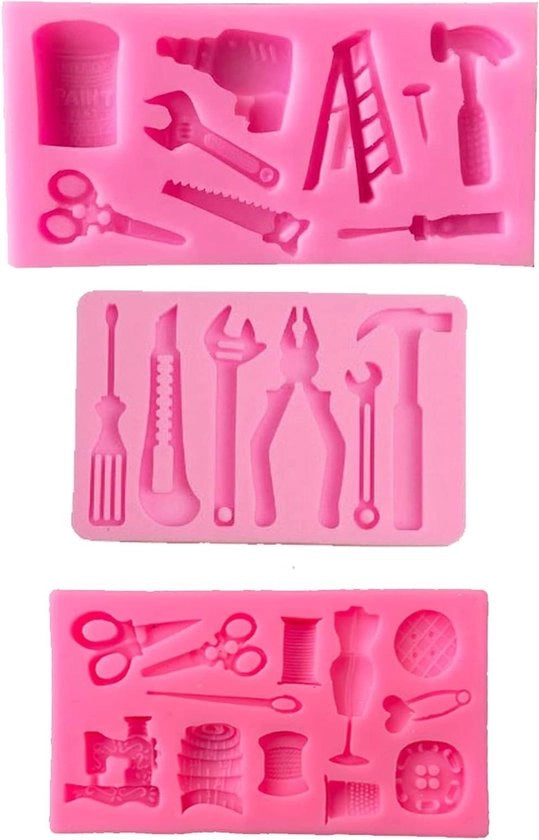 Set di tre forme in silicone - attrezzo 3D per falegnameria - chiave a forma di silicone - decorazione per torte - rosa