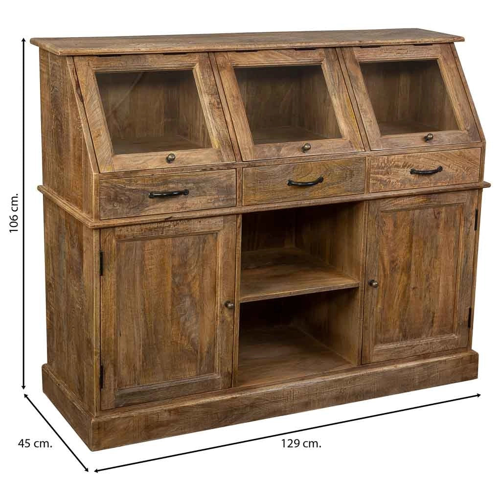 Credenza in legno invecchiato marrone 129x45x106h