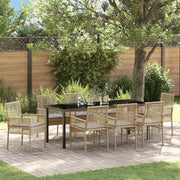 Set da Pranzo per Giardino con cuscino 9 pcs Beige polyrattan 3379890
