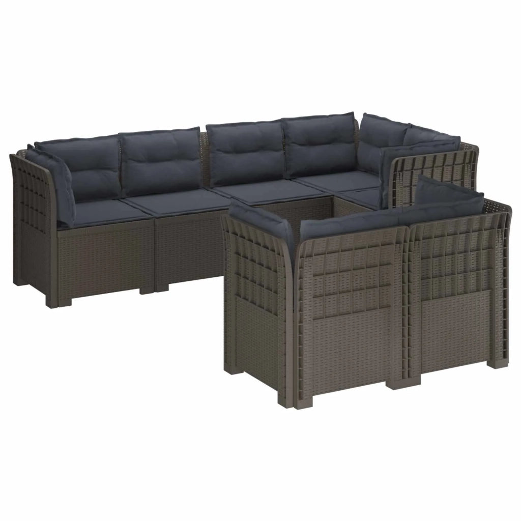 Divano 7 Posti da Giardino con Cuscini Aspetto Rattan PP 3444173