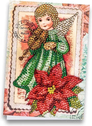 Diamanti con un Cuore, Carta di auguri per Diamond Painting, edizione Strass, Angelo con Violino, formato DIN B6, 370 g/m², inclusa busta e strumenti.