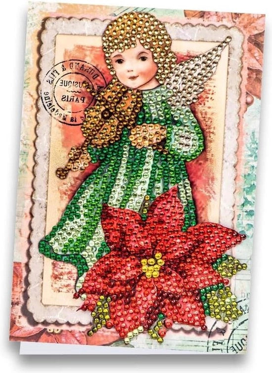 Diamanti con un Cuore, Carta di auguri per Diamond Painting, edizione Strass, Angelo con Violino, formato DIN B6, 370 g/m², inclusa busta e strumenti.
