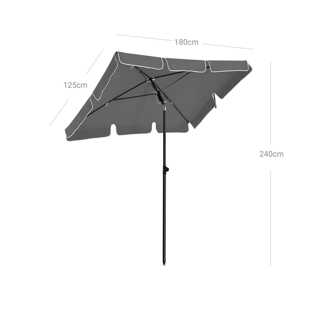 Ombrellone da balcone rettangolare 1,8 x 1,25 m Protezione UPF 50+ tettuccio con rivestimento in PA borsa per il trasporto terrazza giardino senza base grigio 12_0001784