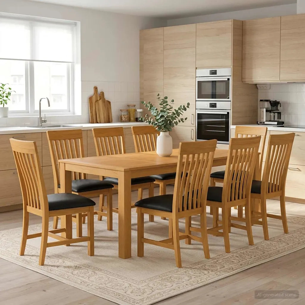 Set da pranzo 9 pz Nero Legno di Quercia Massello 3430412
