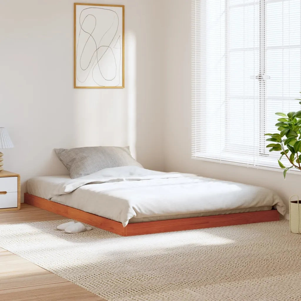 Giroletto-Struttura Letto Marrone Cera 135x190 cm in Legno Massello di Pino