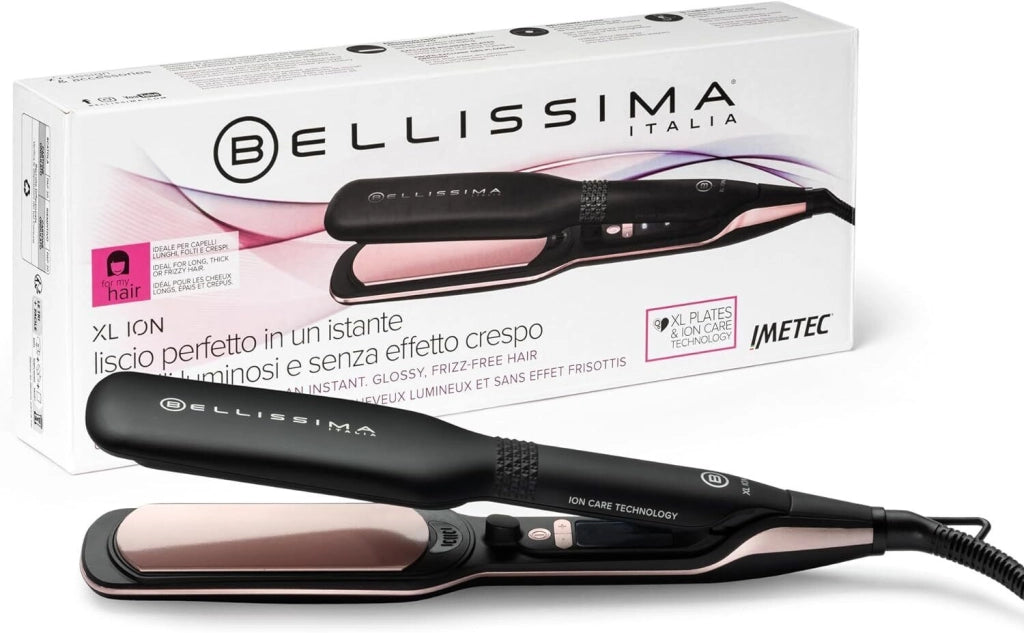 BELLISSIMA 11878 XL Ion Piastra per capelli piastre large 110x45 mm 5 temperature 150-230°C 67W cavo 1.8 m colore Nero Rosa