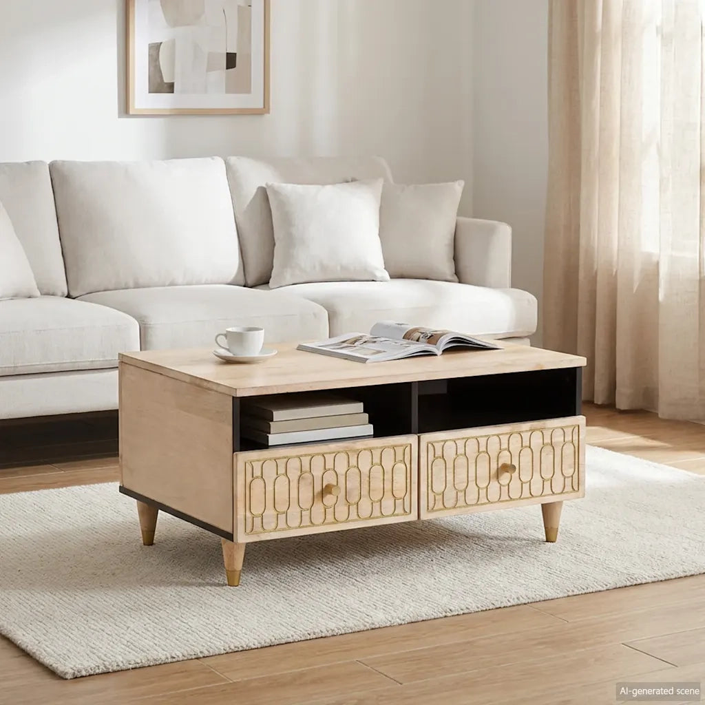 Tavolino da Salotto 80x54x40 cm in Legno Massello di Mango 358261