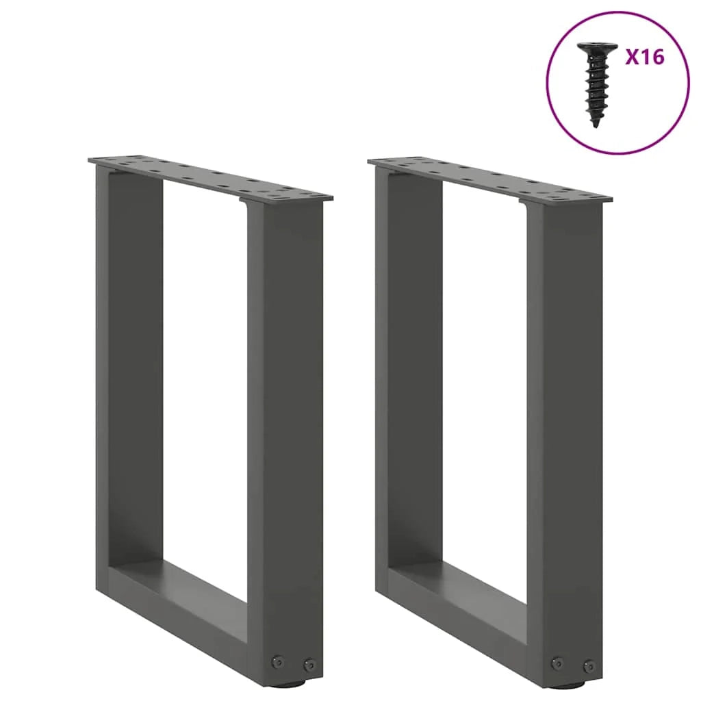 Set di 2 gambe per tavolino a forma di U 28 x 43 cm con piedini regolabili design moderno in acciaio antracite 02_0057390