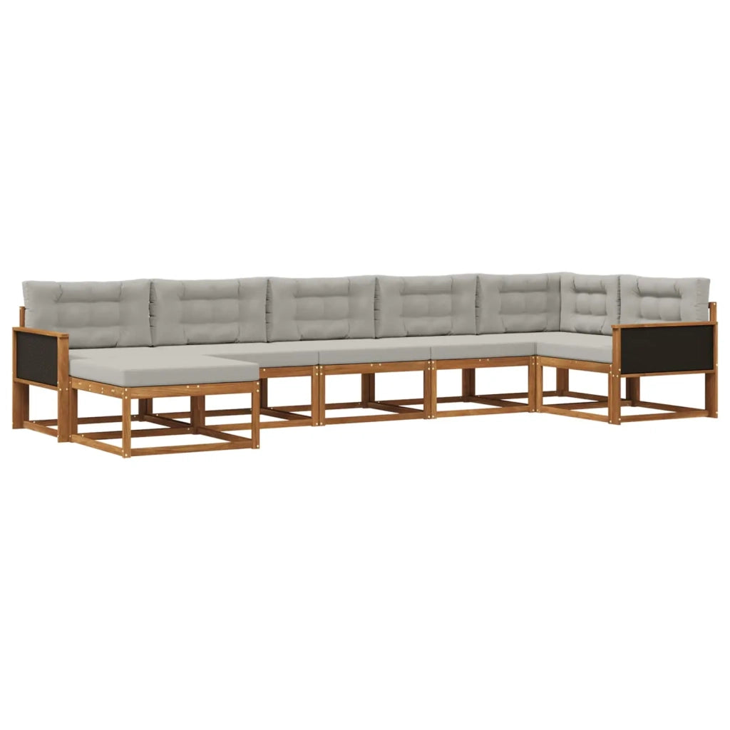 Set di divani da esterno 7 pz Naturale e Grigio Chiaro 3382734