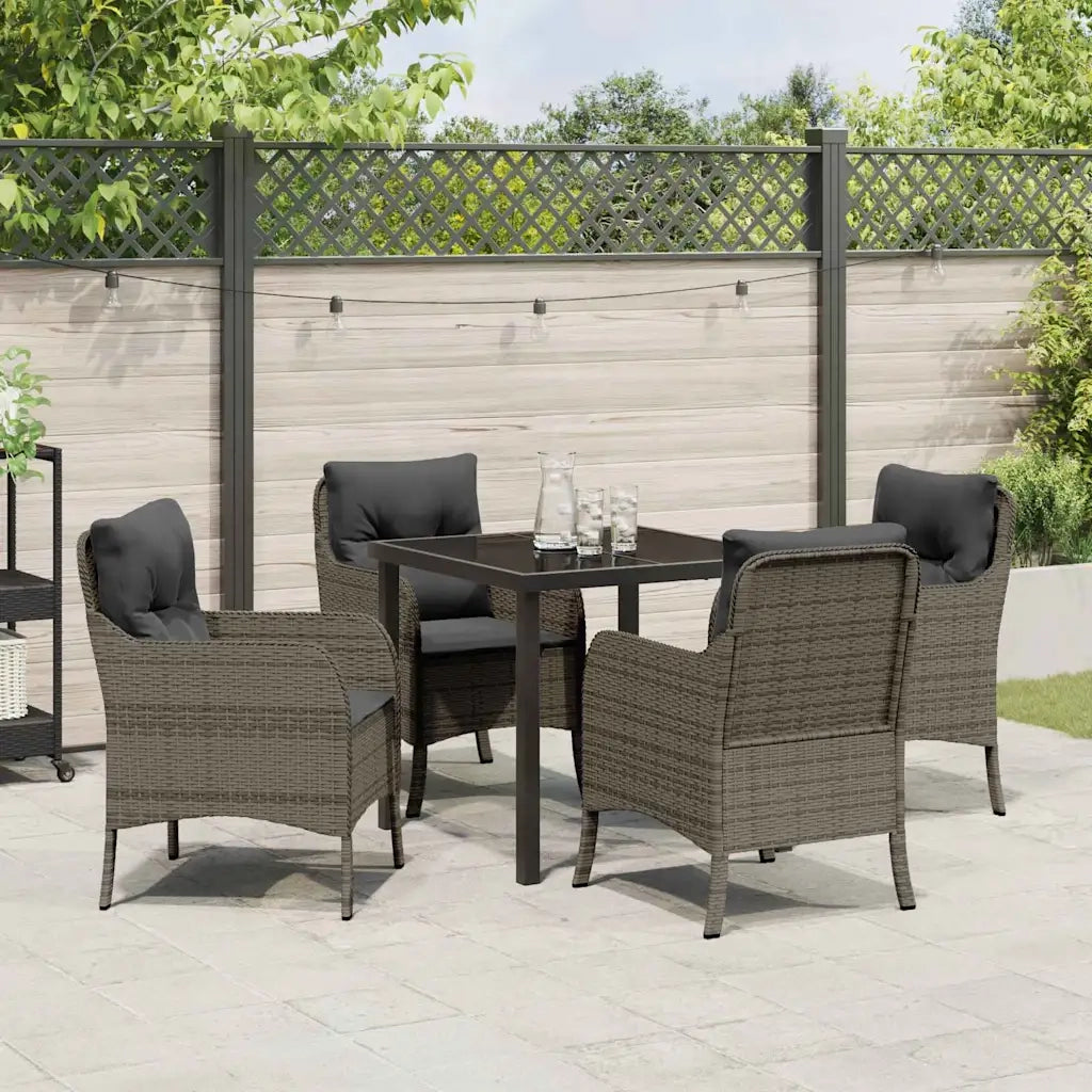 Set da Pranzo per Giardino con cuscino 5 pcs Grigio polyrattan 3380163
