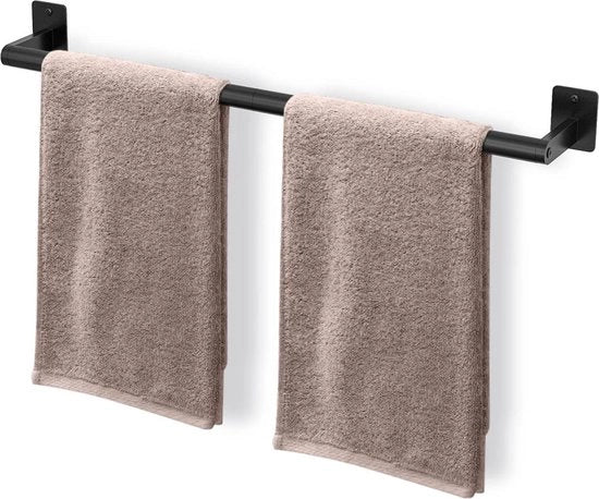 Sostegno per Asciugamani per la Bagno da Parete - Maniglia per Asciugamani in Metallo, Matto Nero 60 cm