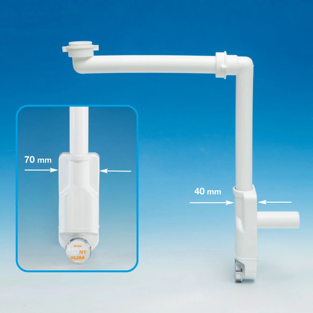 Sifone lira salvaspazio 1 via ispezionabile bagno lavatrice plastica bianco